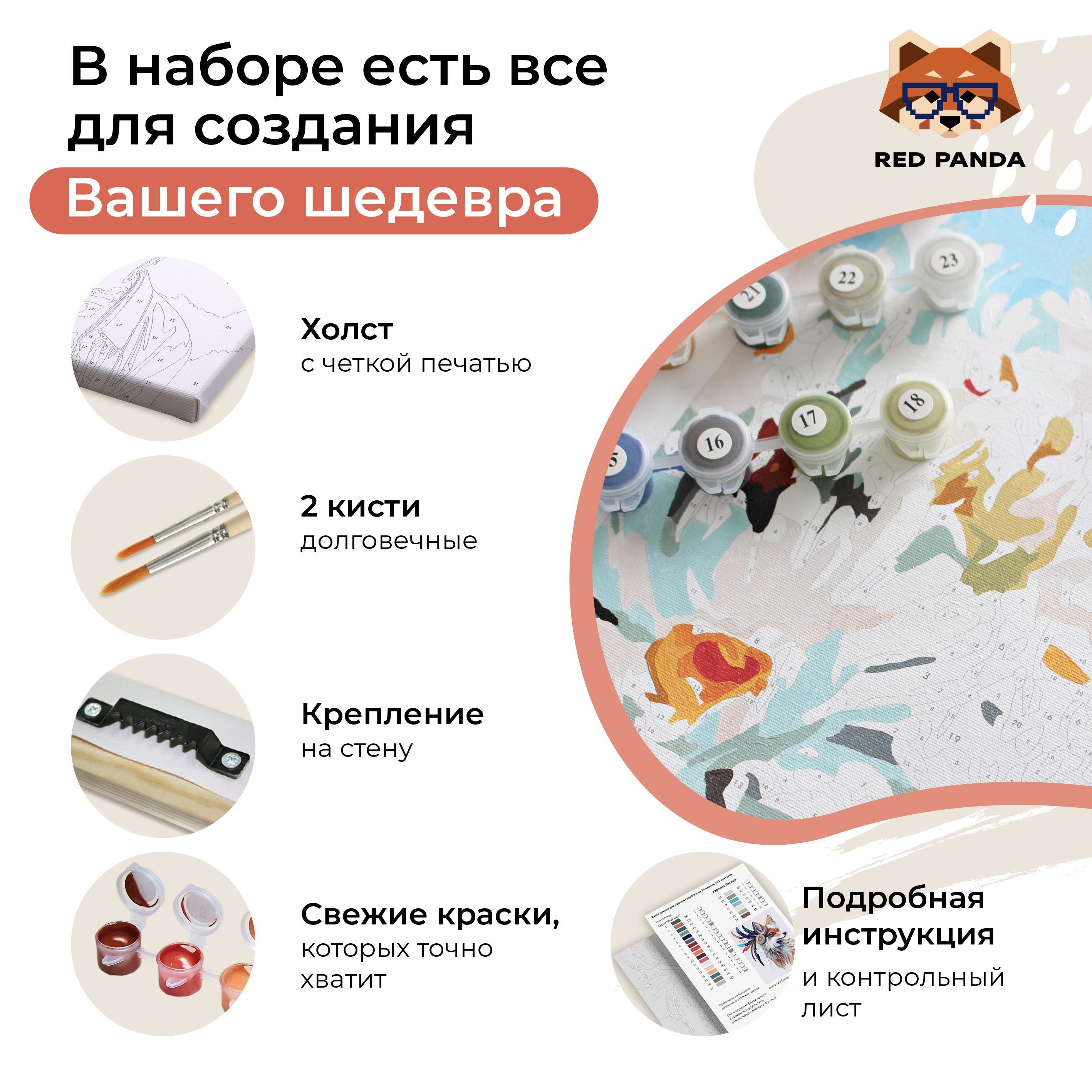 Картина по номерам Red Panda Спящий кот и чашка кофе - фото 8