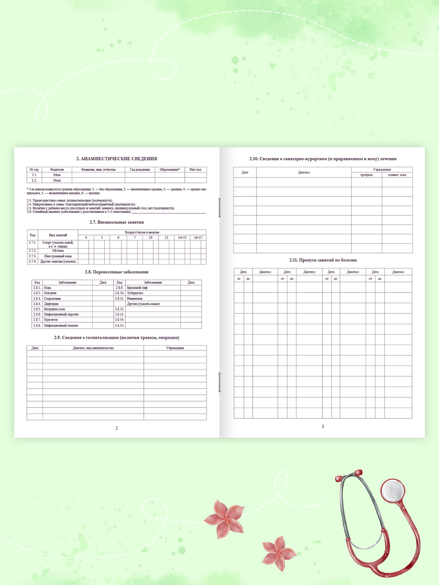 Медицинская карта Проф-Пресс 2 шт+прививочный сертификат. Набор медицинских документов. Рыжий котёнок - фото 3