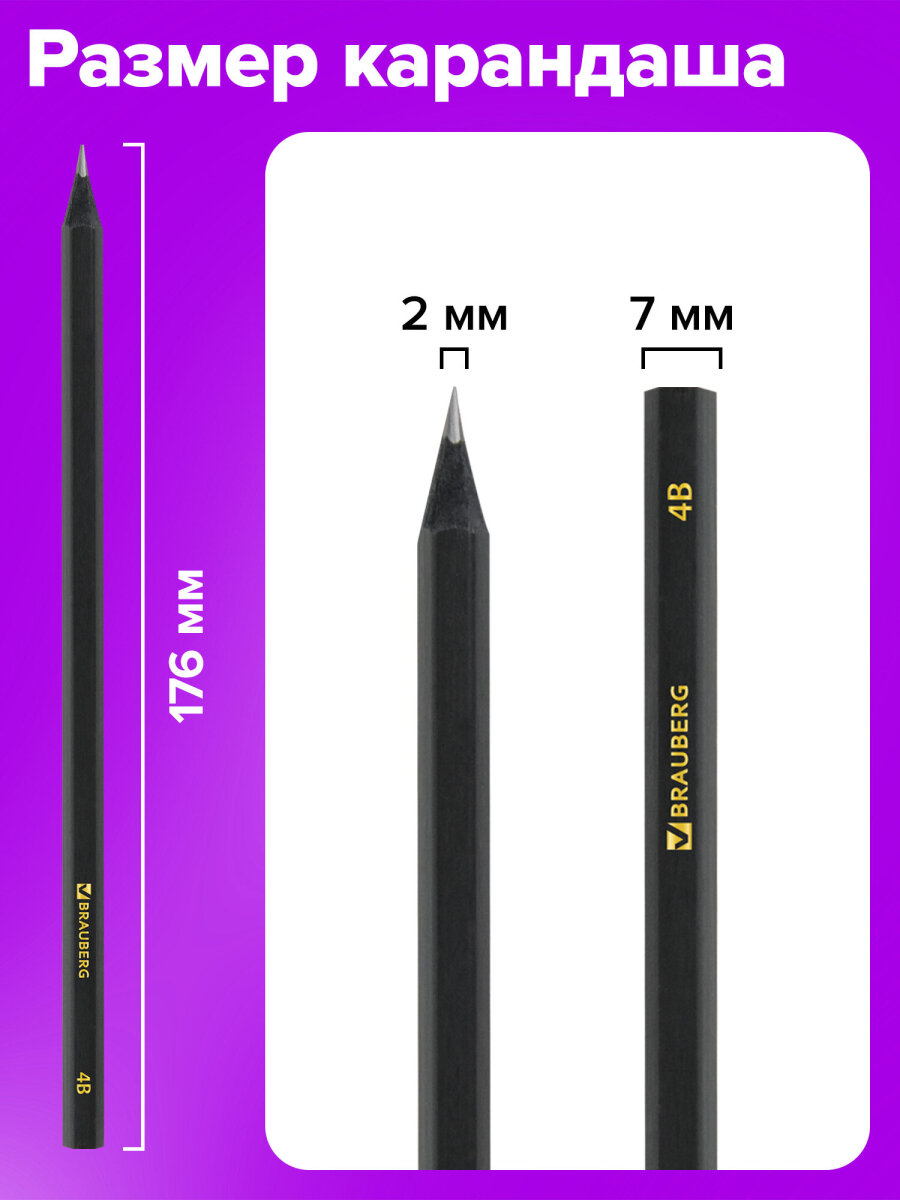 Карандаши чернографитные Brauberg 12 шт. - фото 3