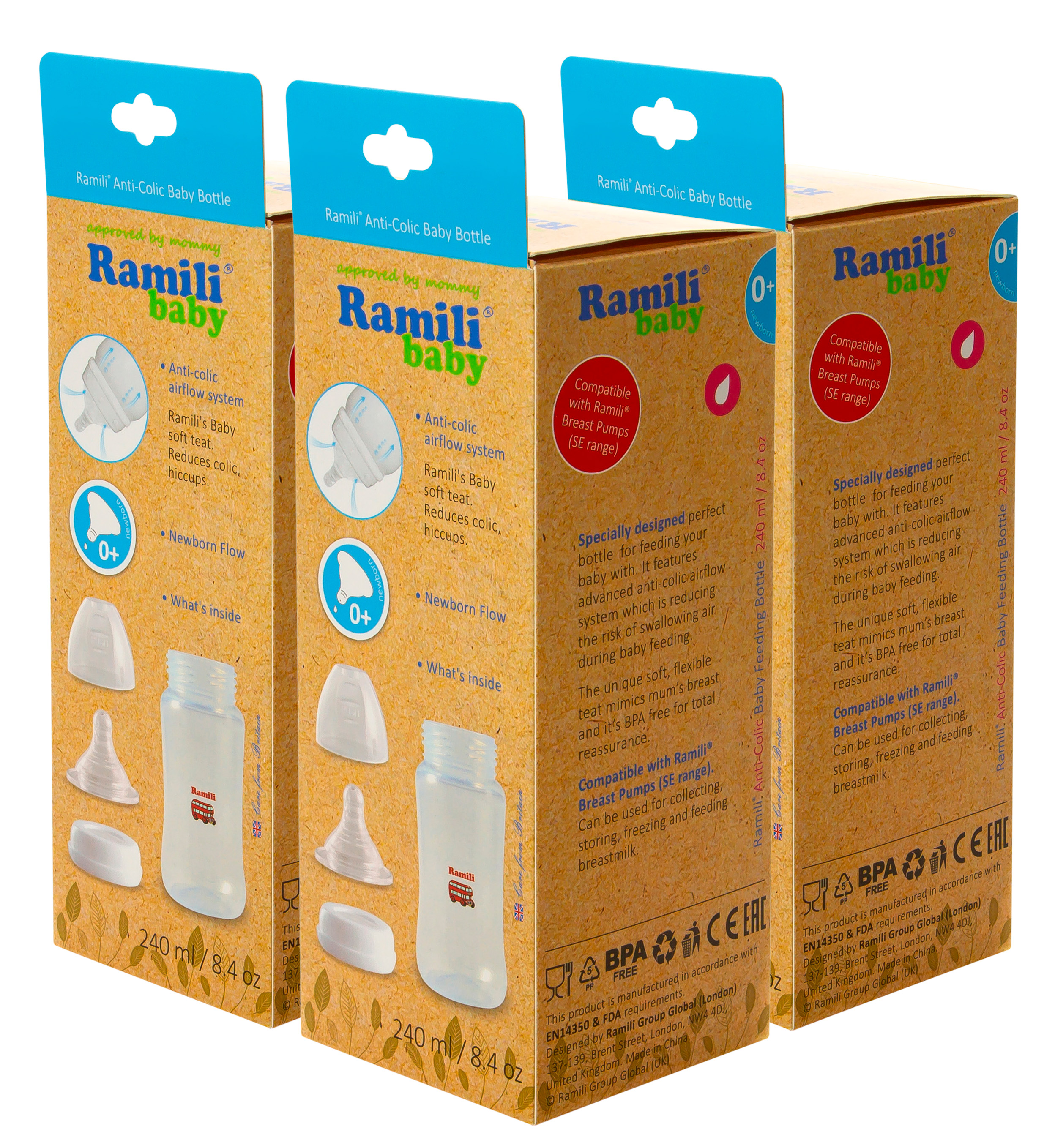 Бутылочка Ramili Anti-Colic 240 мл 3 шт. - фото 16