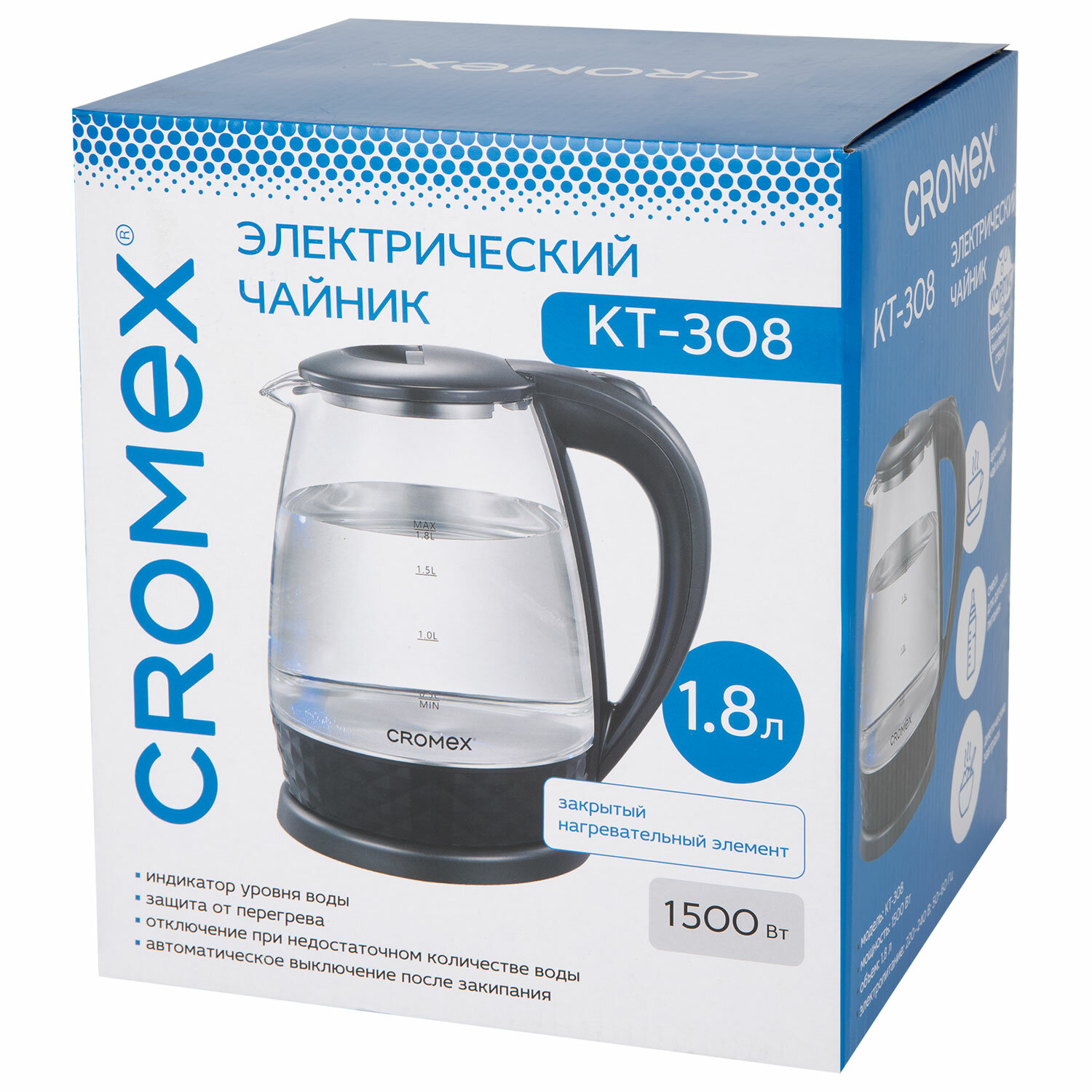 Чайник CROMEX электрический для кухни стеклянный 1,8 л - фото 15