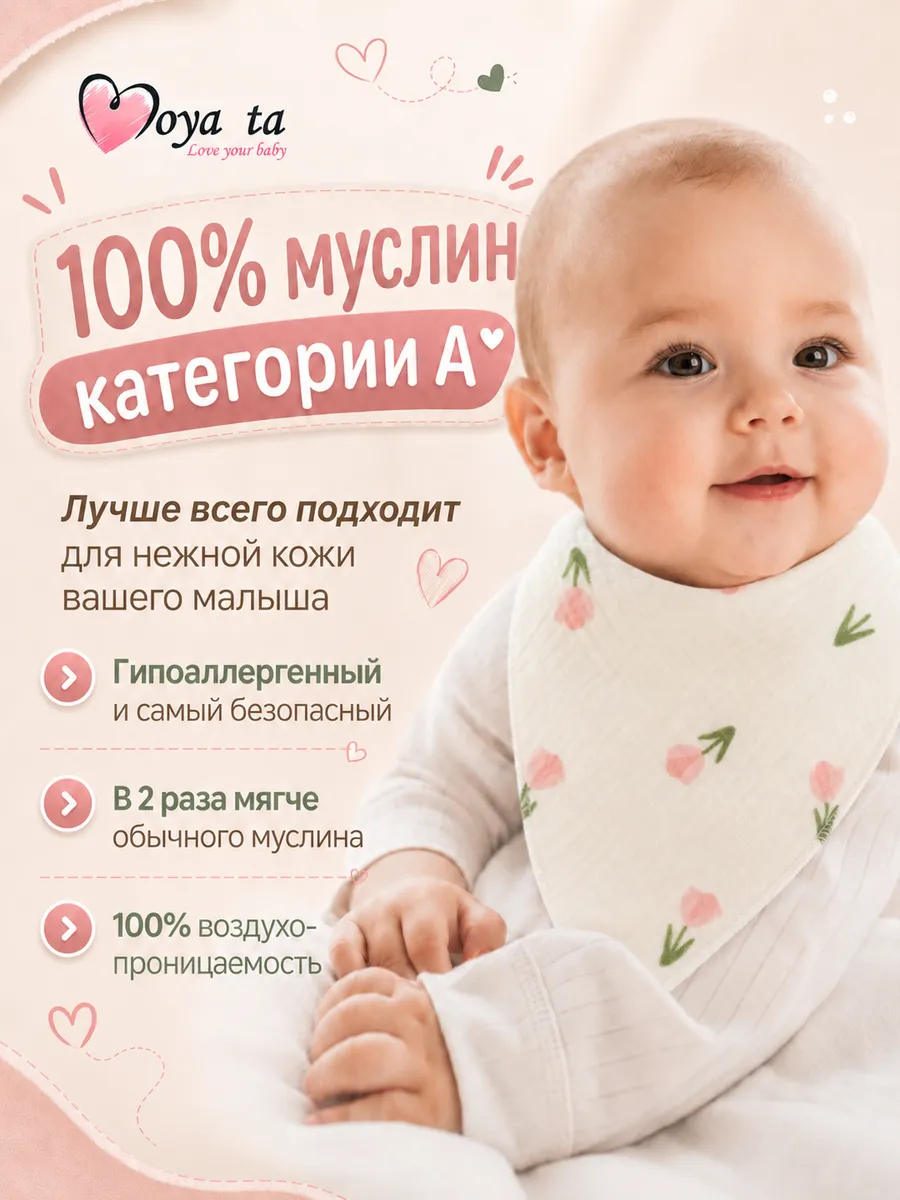 Нагрудник Moya ta текстиль 4 шт. - фото 7