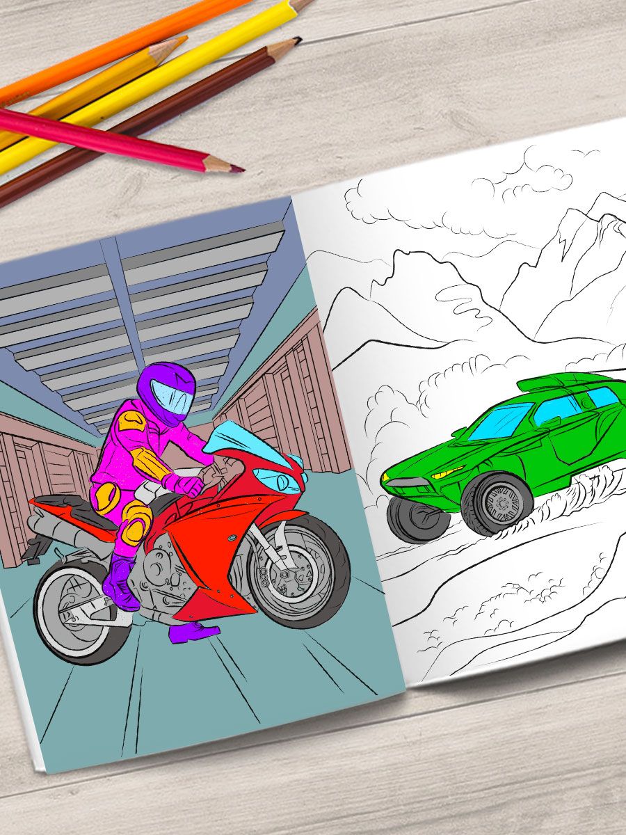 Раскраски Проф-Пресс крутые. 4 шт по 12 л. А4. Военная техника+гонки+машины-роботы+самолёты - фото 4