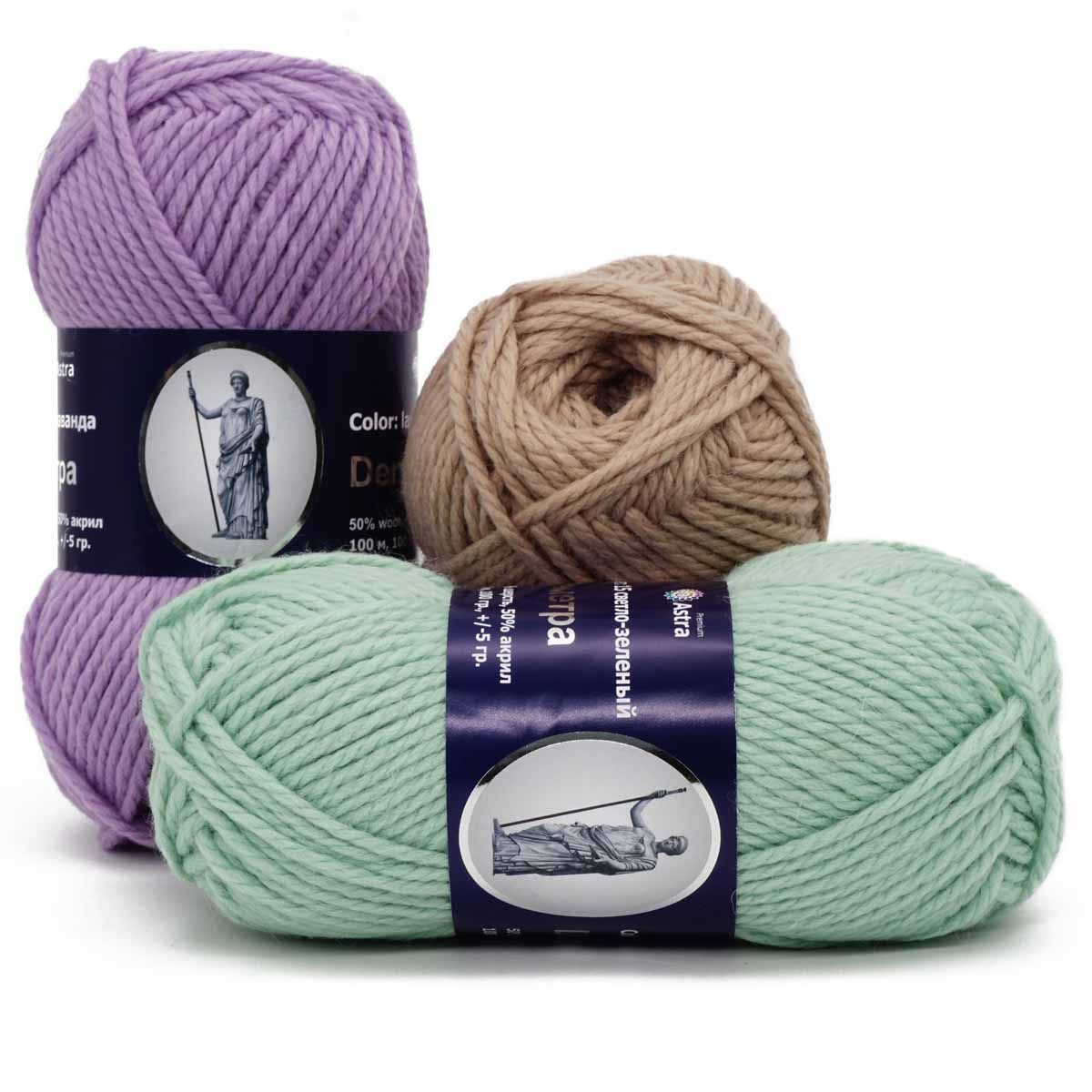 Пряжа Astra Premium Деметра полушерстяная 100 г 100 м 05 серый 3 мотка - фото 15