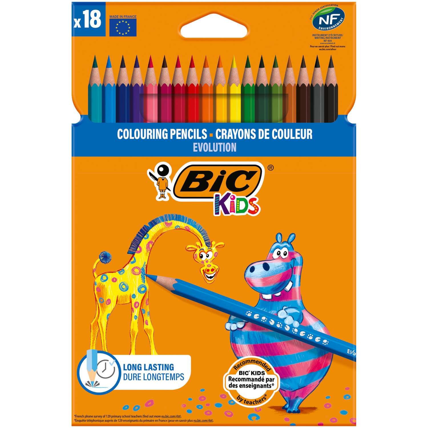 Карандаши цветные BIC Kids 18 шт. - фото 1