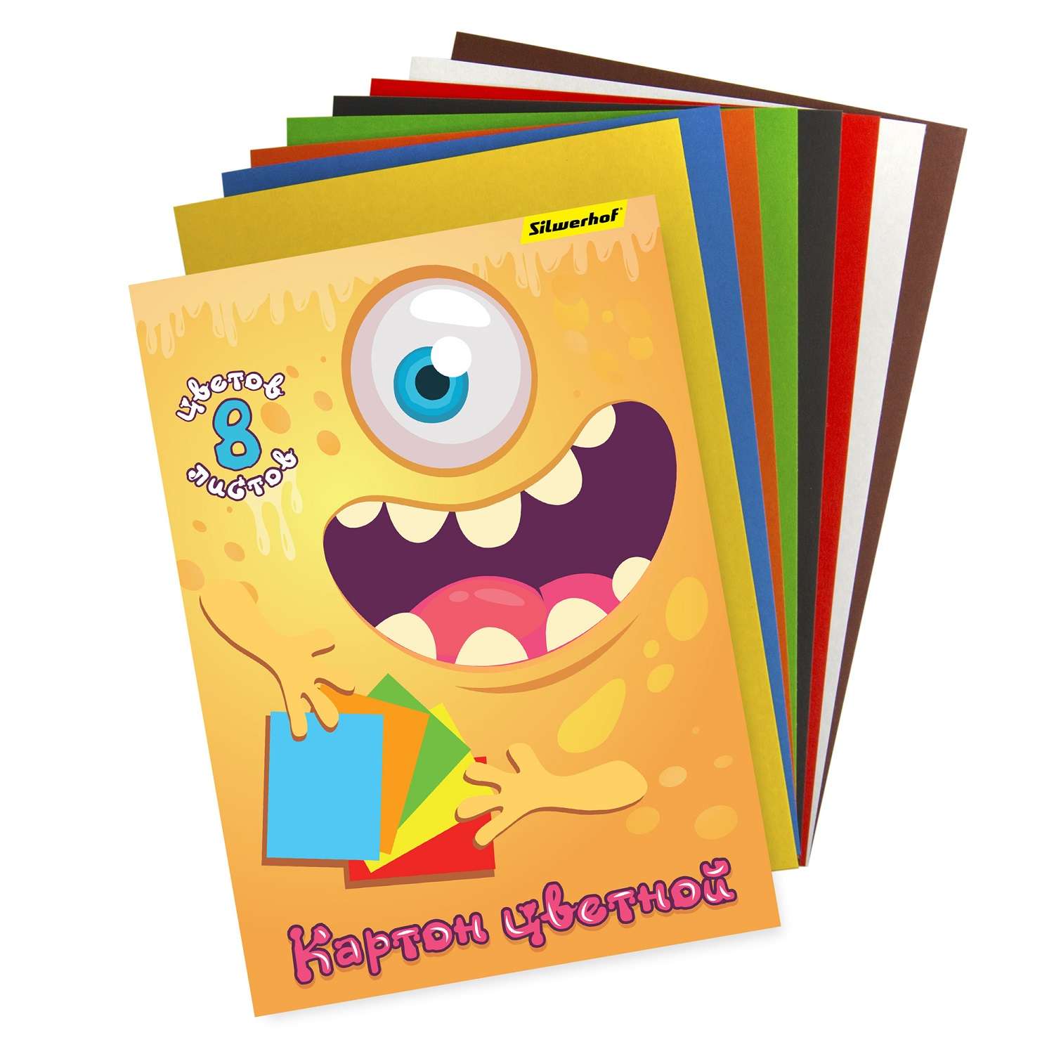 Цветной картон Silwerhof для акварели 8 лист. - фото 1