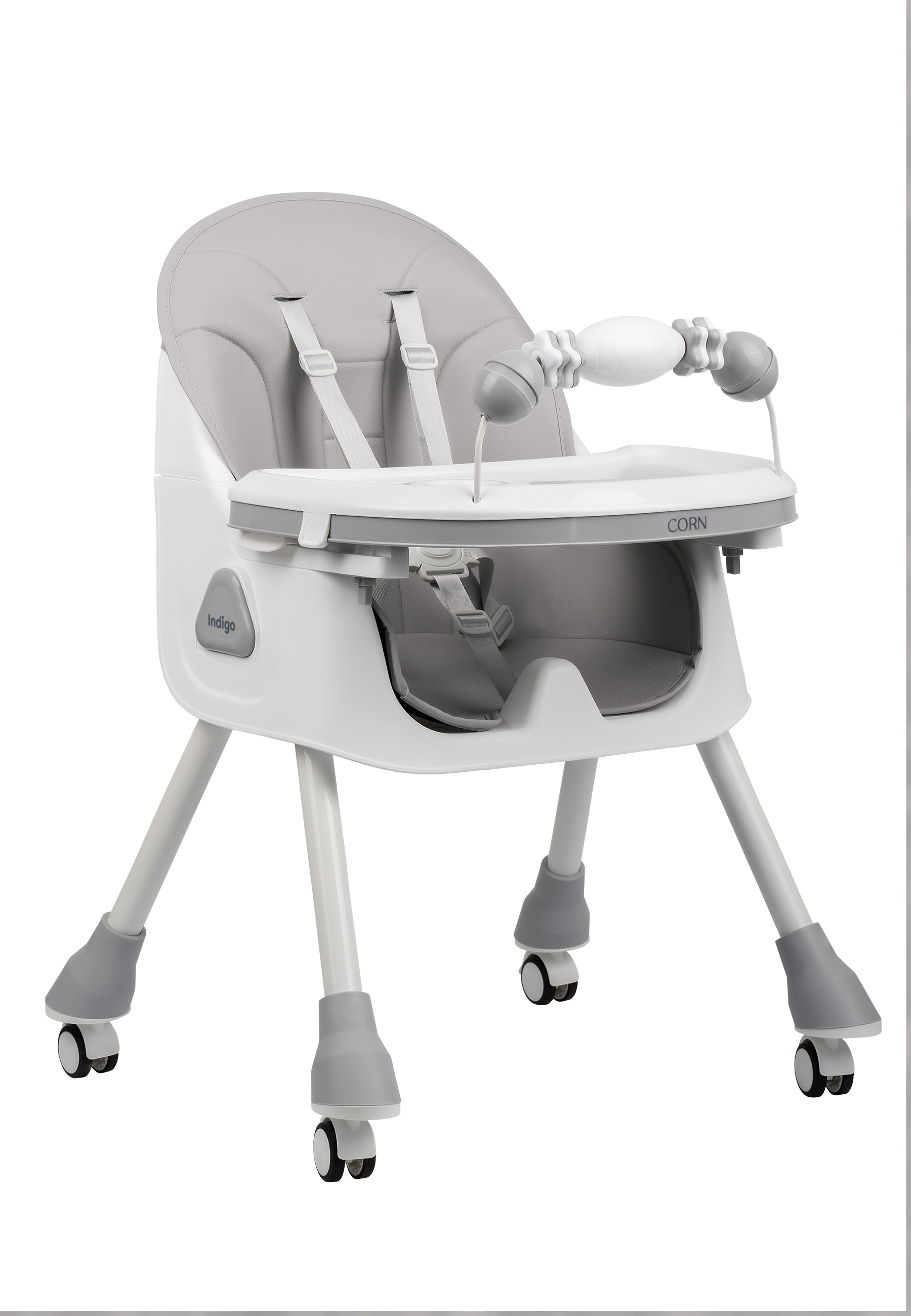 Стульчик для кормления Indigo Corn светло-серый - фото 7