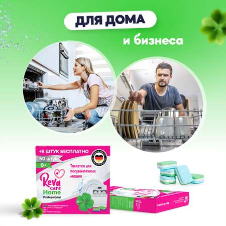 Таблетки Reva Care для посудомоечной машины 55 шт в подарок Reva Care