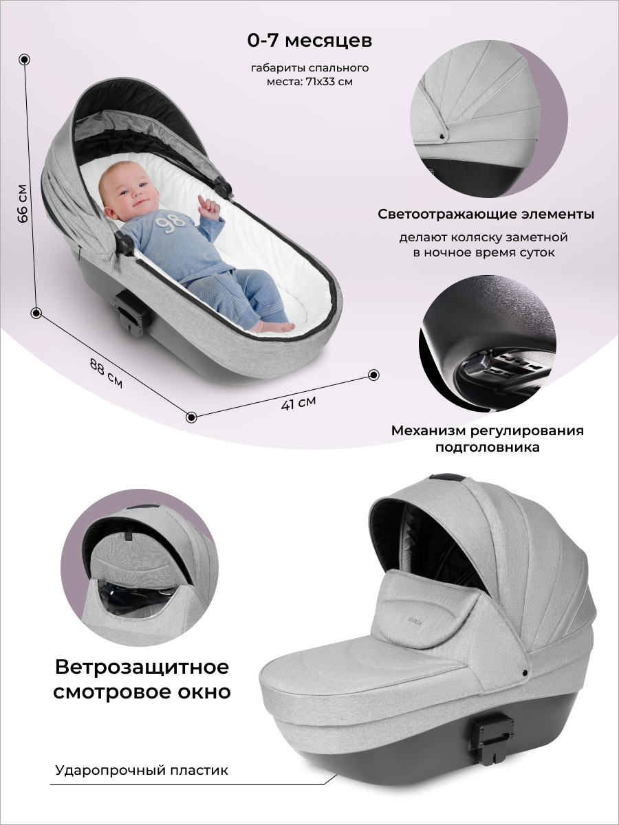 Коляска 3в1 Farfello Molly Trio серый - фото 3