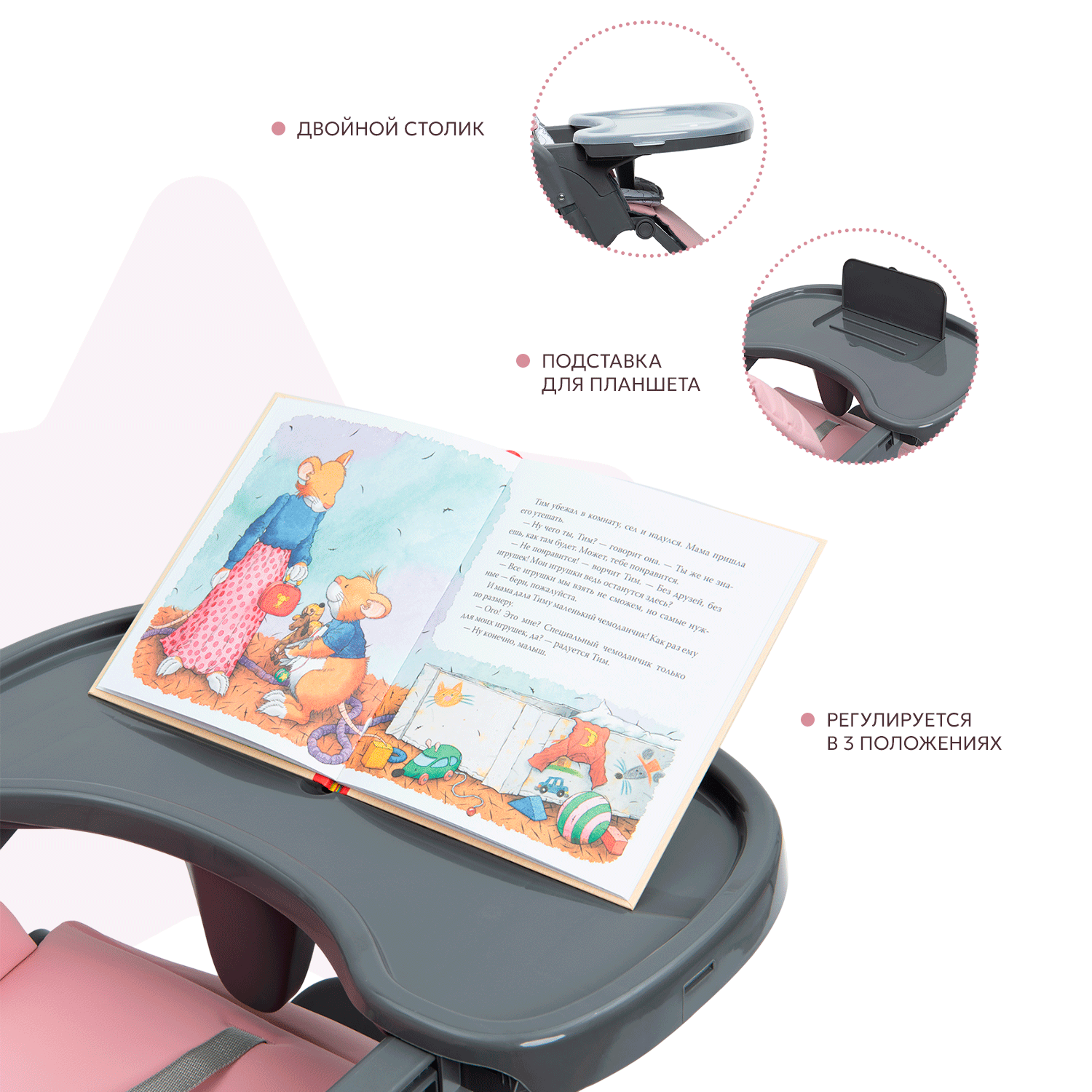 Стульчик для кормления Babyton Sweet Meals Pink классический - фото 4