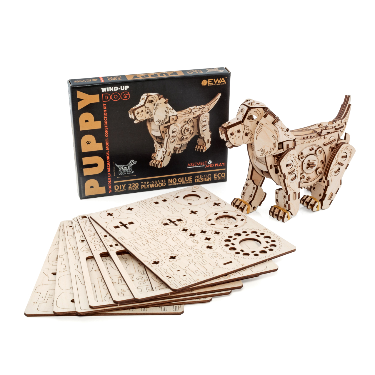 Конструктор Eco Wood Art Механический щенок Puppy деревянный - фото 6