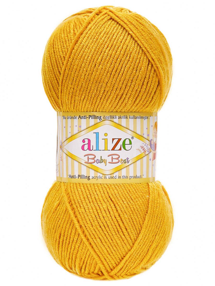 Пряжа для вязания Alize baby best бамбук акрил с эффектом антипиллинг 100 г 240 м 281 желтый 5 мотков - фото 4