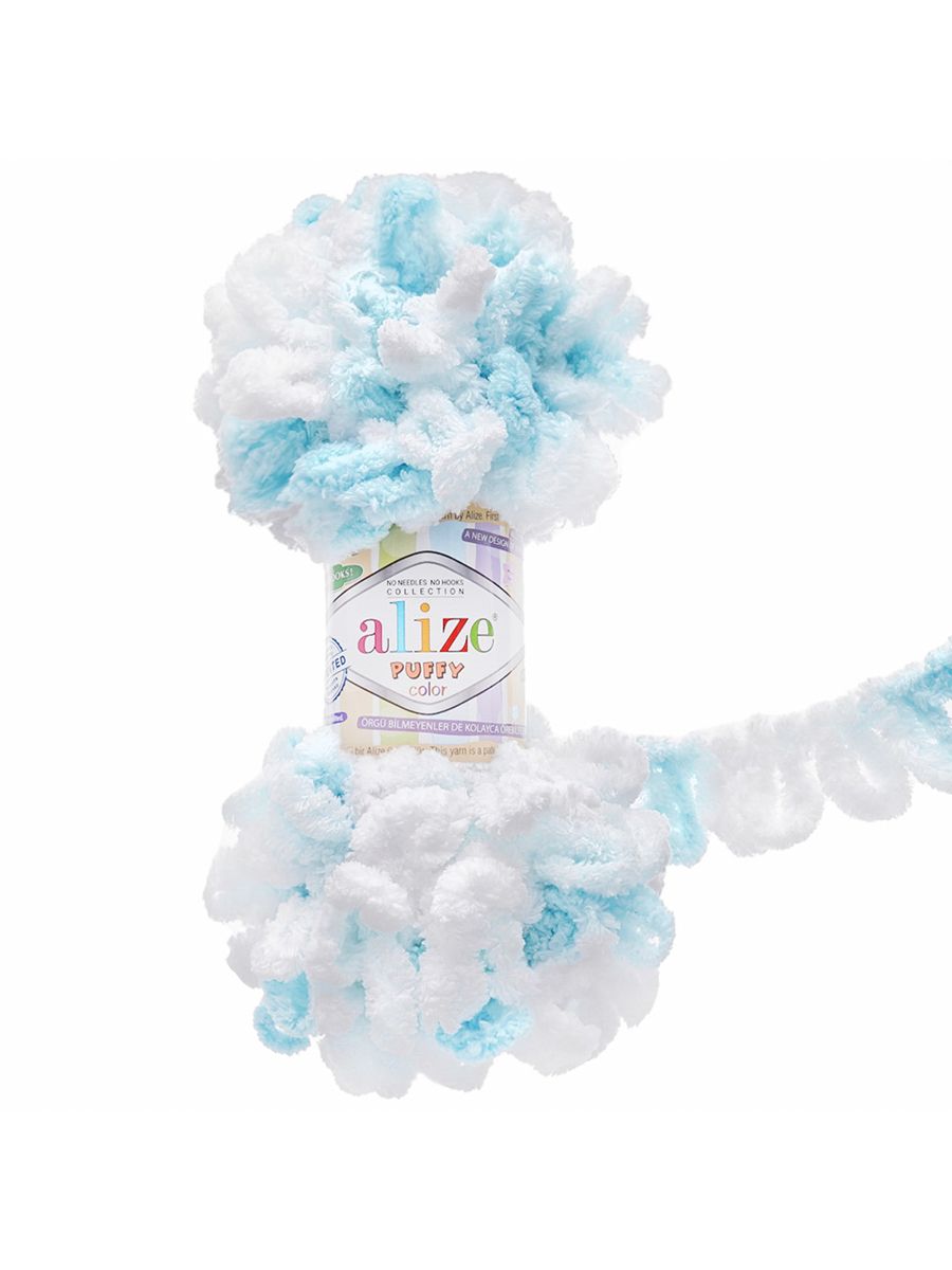 Пряжа для вязания Alize puffy color 100 г 9 м микрополиэстер плюшевая мягкая 5924 секционный 5 мотков - фото 4