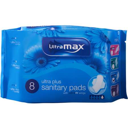 Прокладки UltraMax гигиенические 4 капли 280мм 8шт