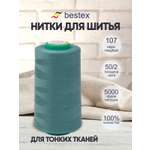 Нитки Bestex промышленные для тонких тканей для шитья 50/2 5000 ярд 1 шт 107 серо - голубой
