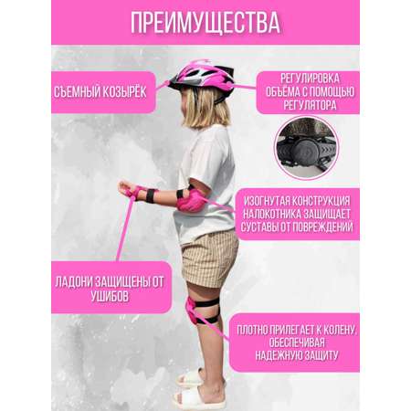 Шлем, перчатки, налокотники, наколенники Safely and Soft с регулировкой