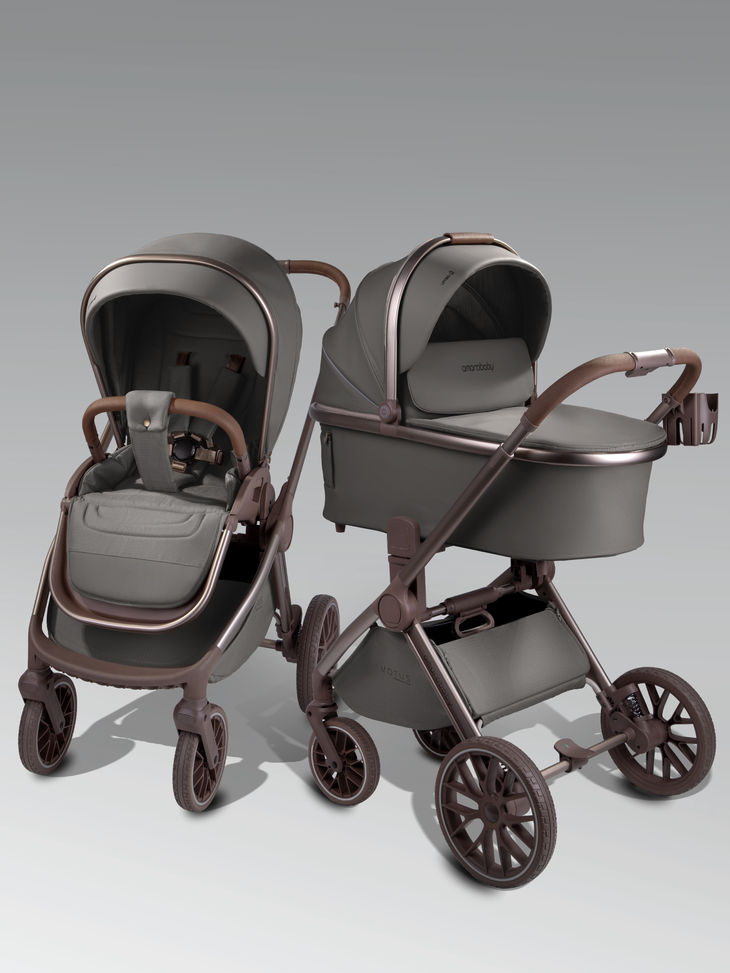 Коляска 2в1 Amarobaby Motus Premium Ecco Exclusive серый - фото 2