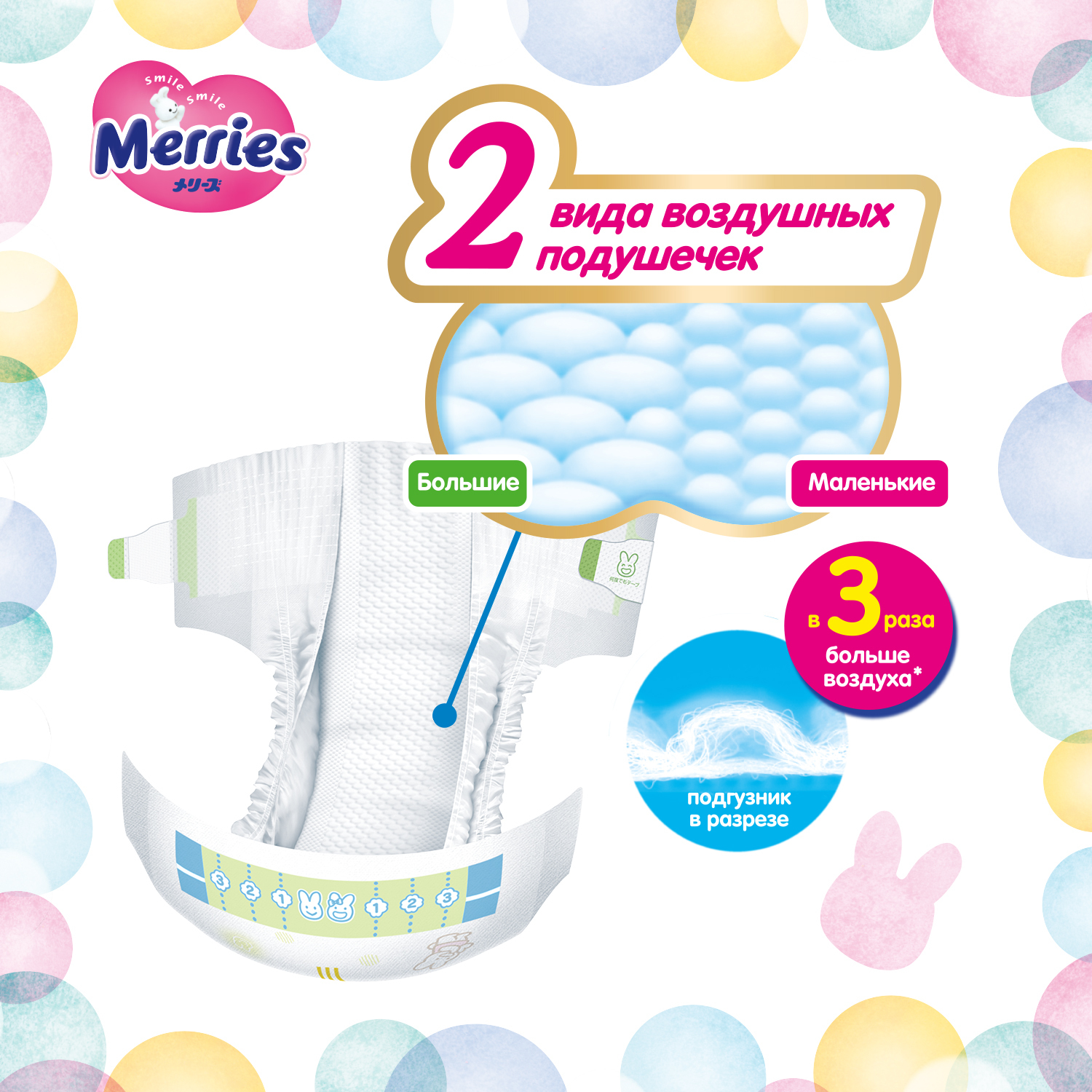 Подгузники Merries M (6-11 кг) 128 шт. - фото 6