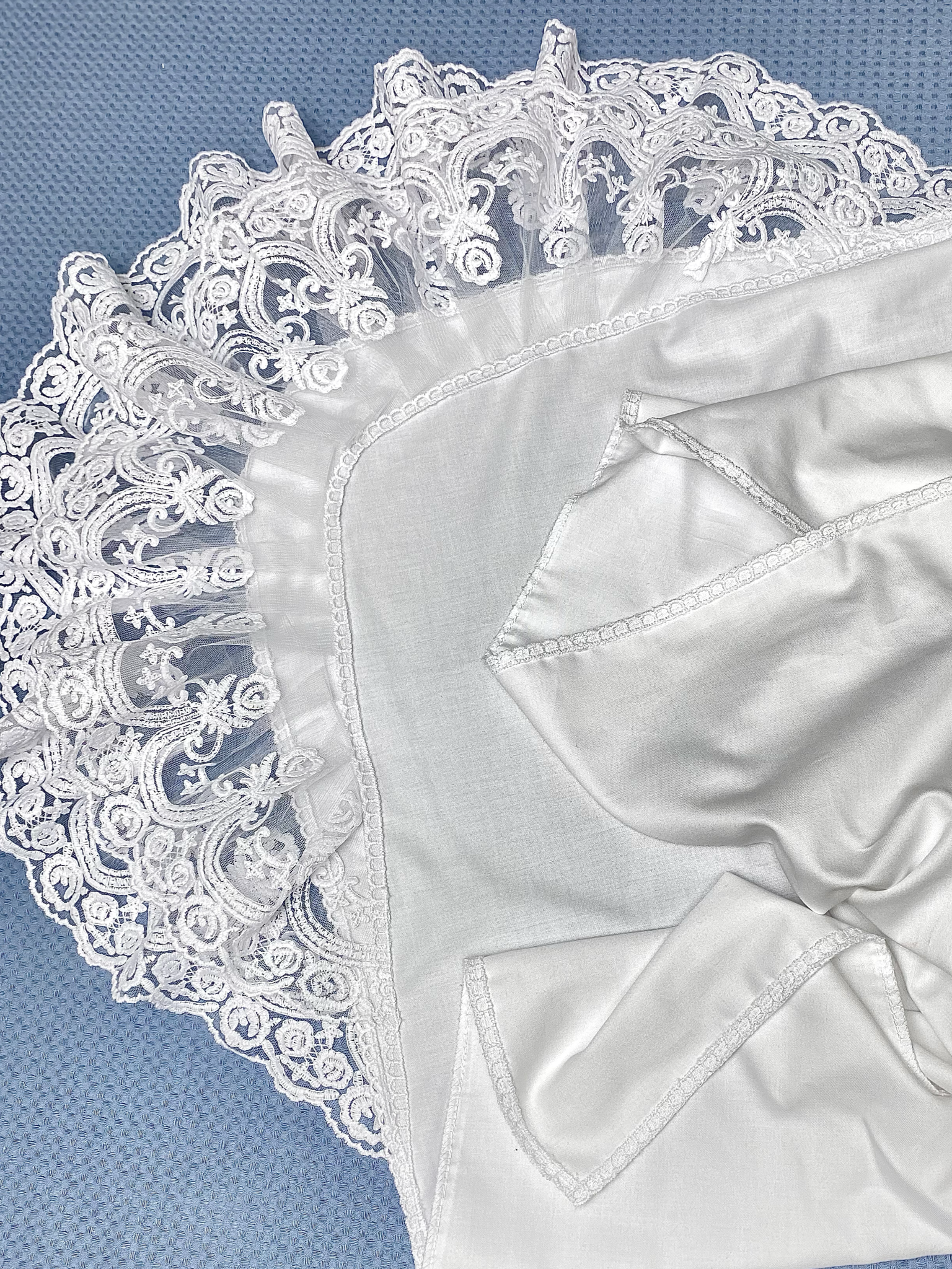 Конверт на выписку Делоникс Пеленка уголок с кружевом белый - фото 6