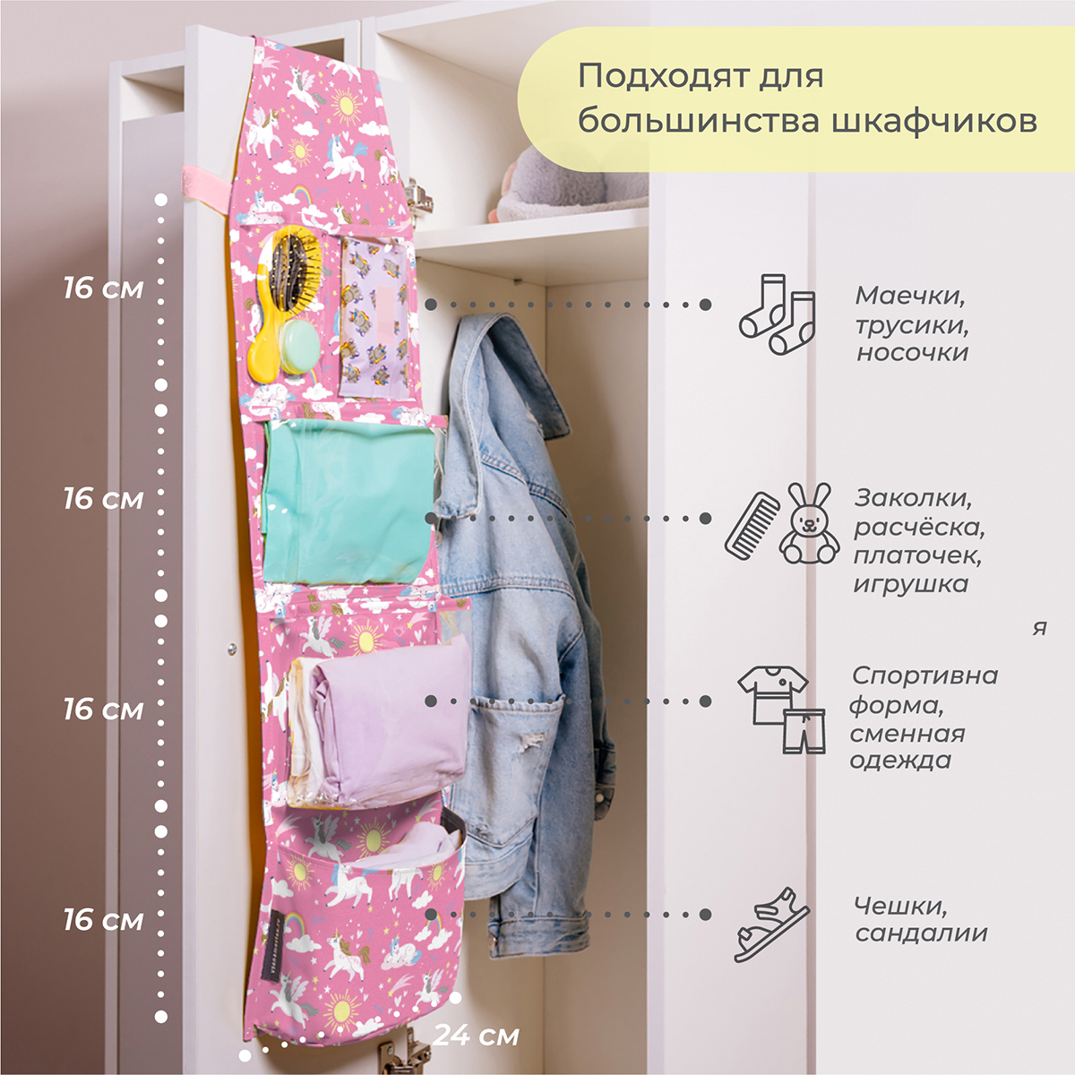 Кармашки в садик Всё на местах Единороги принт - фото 5