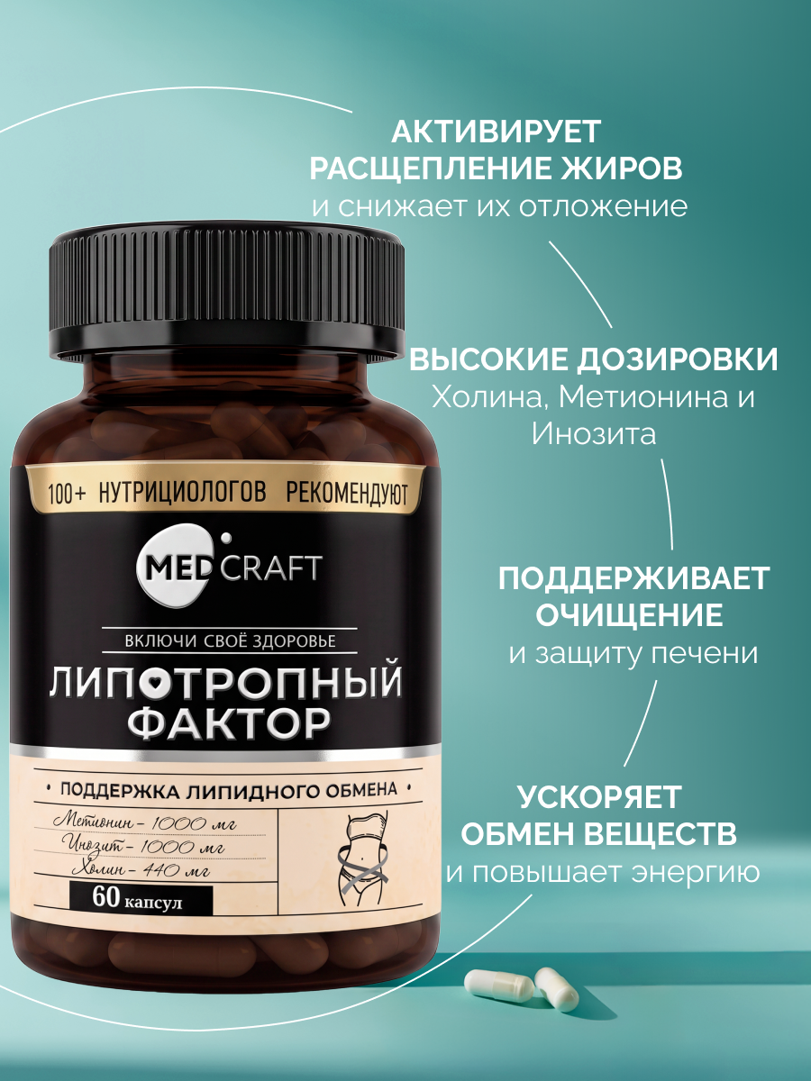 Липотропный фактор 2 шт для похудения MedCraft Набор - фото 3