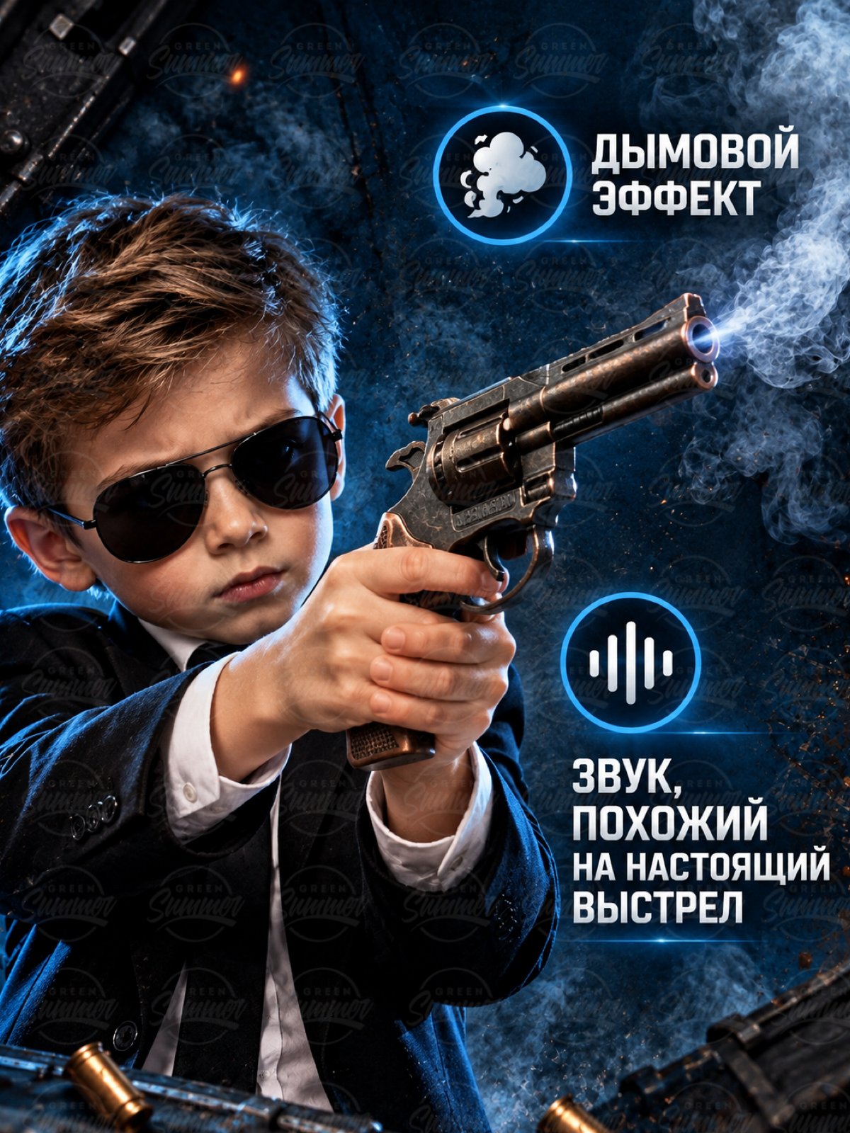 Пистолет игрушечный KINGSIDE Револьвер с пистонами - фото 8