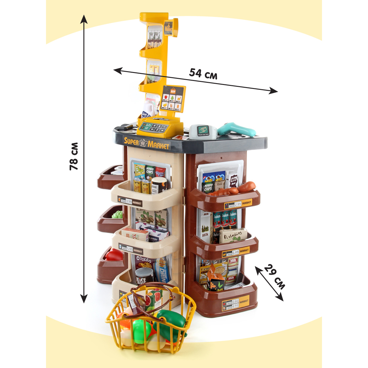 Игровой набор Veld Co касса, тележки и корзинки, прилавок, продукты - фото 3