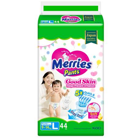 Трусики Merries Good Skin L (9-14 кг) 44 шт.