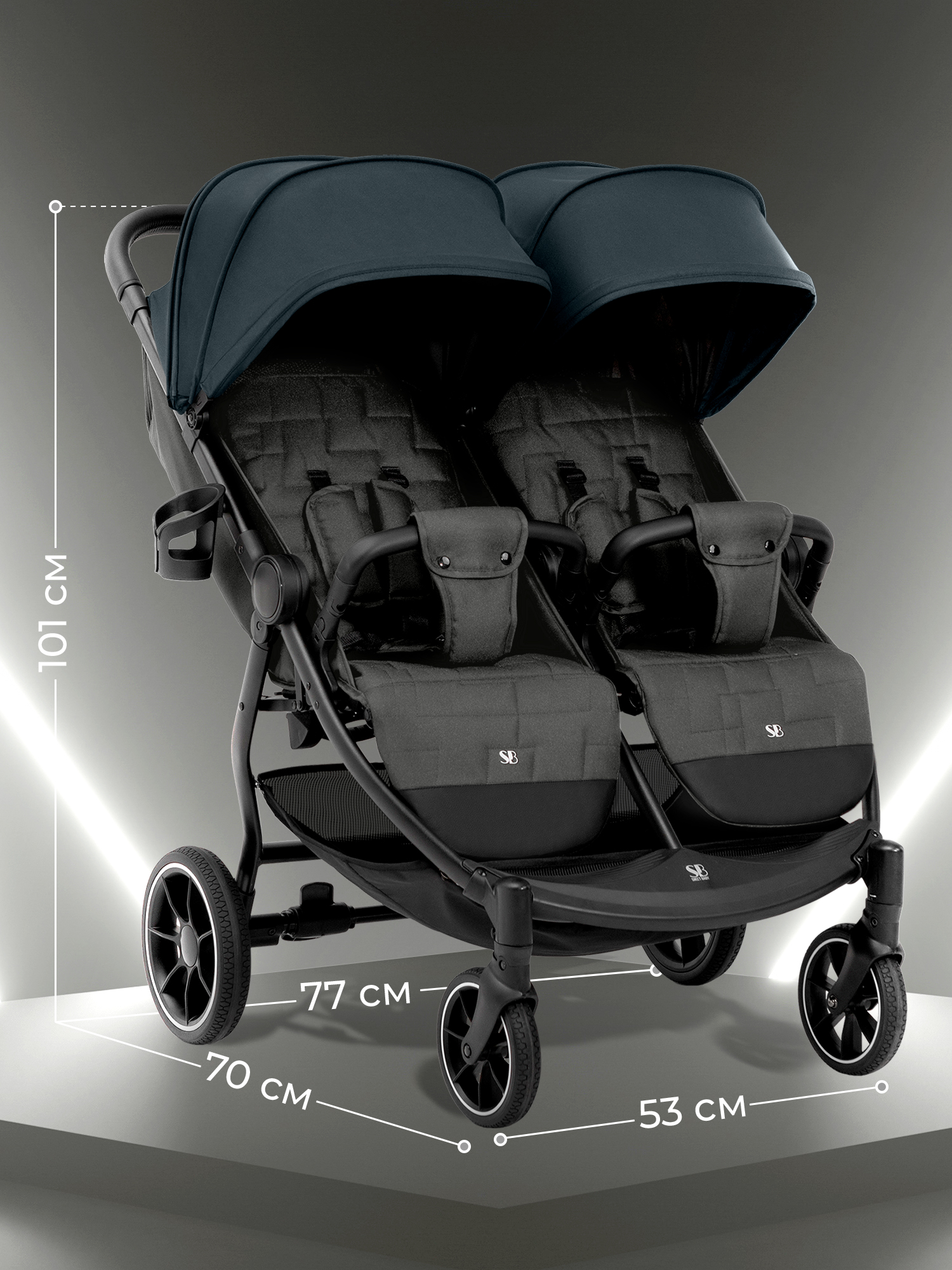 Коляска прогулочная для двойни Sweet Baby Donna Grey серый - фото 2
