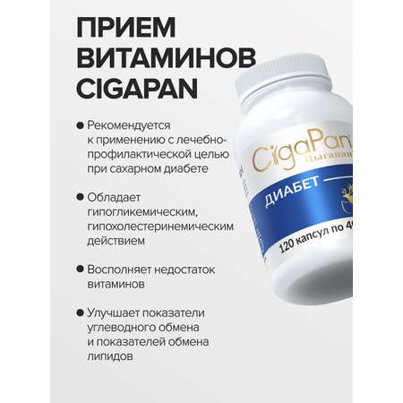 Цыгапан Диабет CigaPan Цыгапан витамины для диабетиков с инулином для снижения сахара в крови, 120 капсул