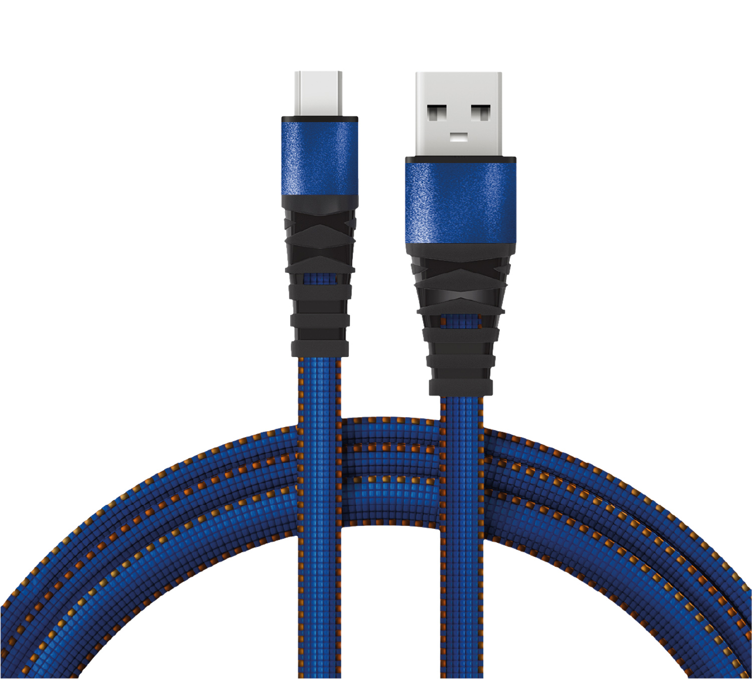 Кабель REXANT USB - microUSB 1 метр в синей джинсовой оплетке - фото 1