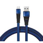 Кабель REXANT USB - microUSB 1 метр в синей джинсовой оплетке