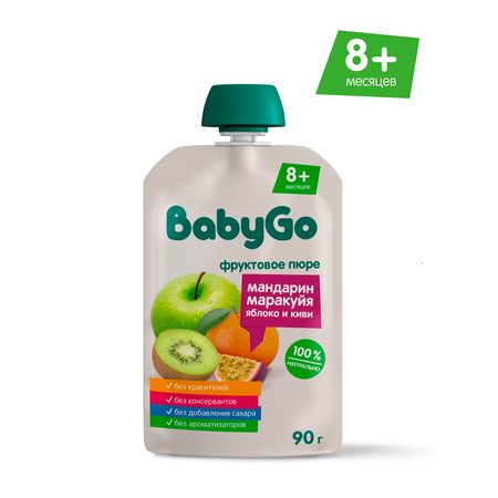 Пюре BabyGo яблоко-мандарин-киви-маракуйя с 8 мес 90 г