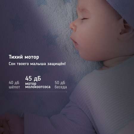 Электронный молокоотсос Zabota2 мобильный двухфазный с бутылочкой для кормления 9 уровней