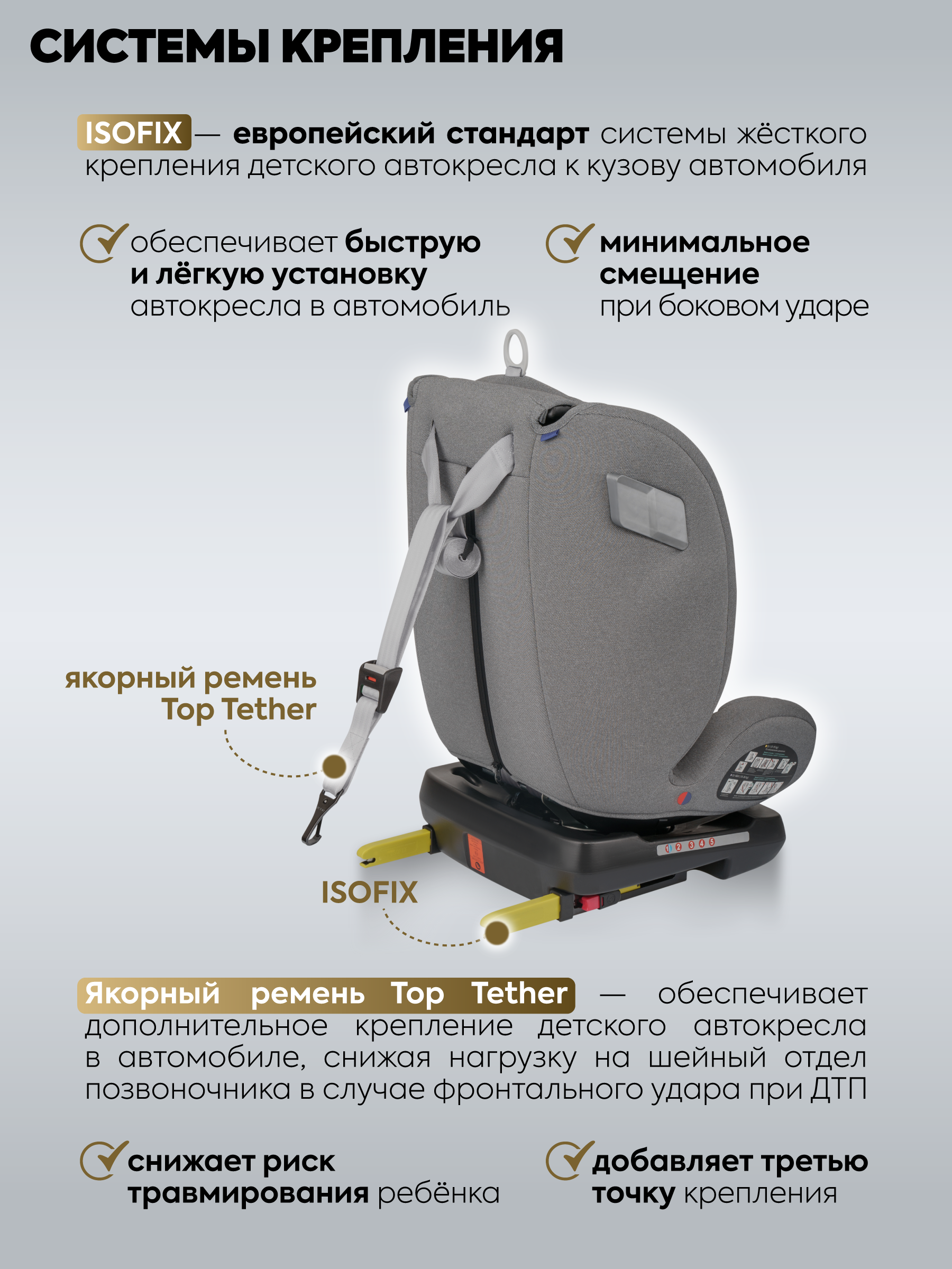 Автокресло Indigo Tourneo S Isofix 0+/1/2/3 (0-36 кг) серебряный - фото 9