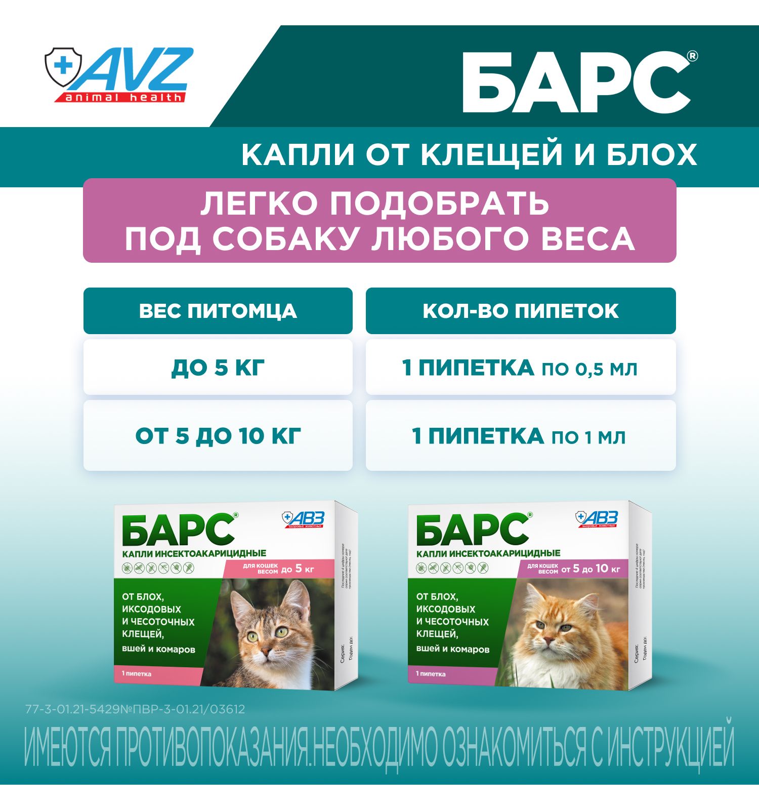 Капли для кошек БАРС против блох и клещей от 5 до 10кг 1пипетка 1мл - фото 8