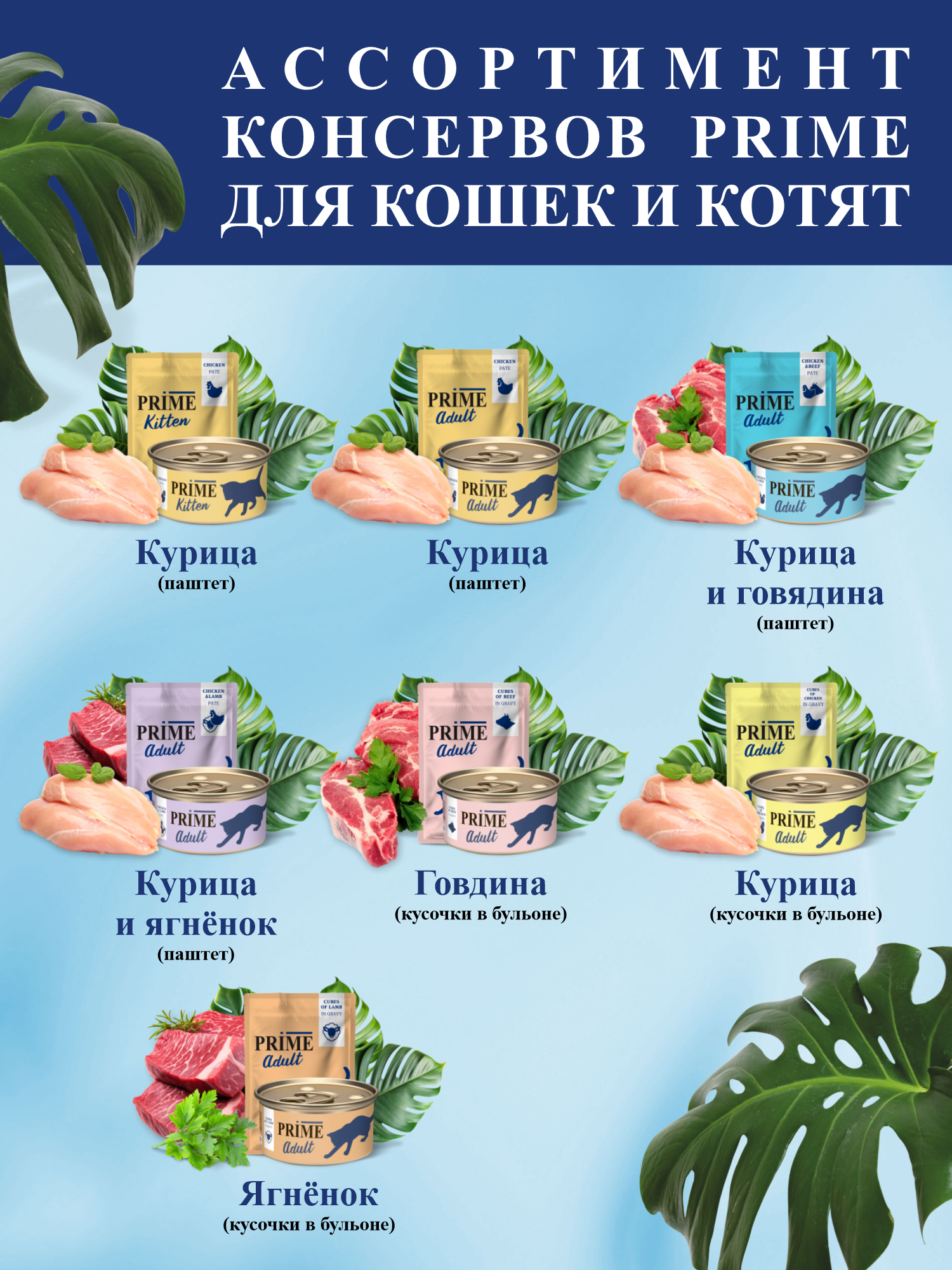 Корм для кошек влажный Prime Adult Курица и говядина паштет пауч 100г 12 шт. - фото 5