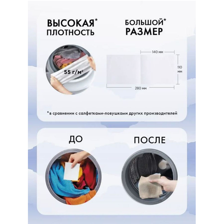 Салфетки для стирки NAMZA от окрашивания 25 шт.