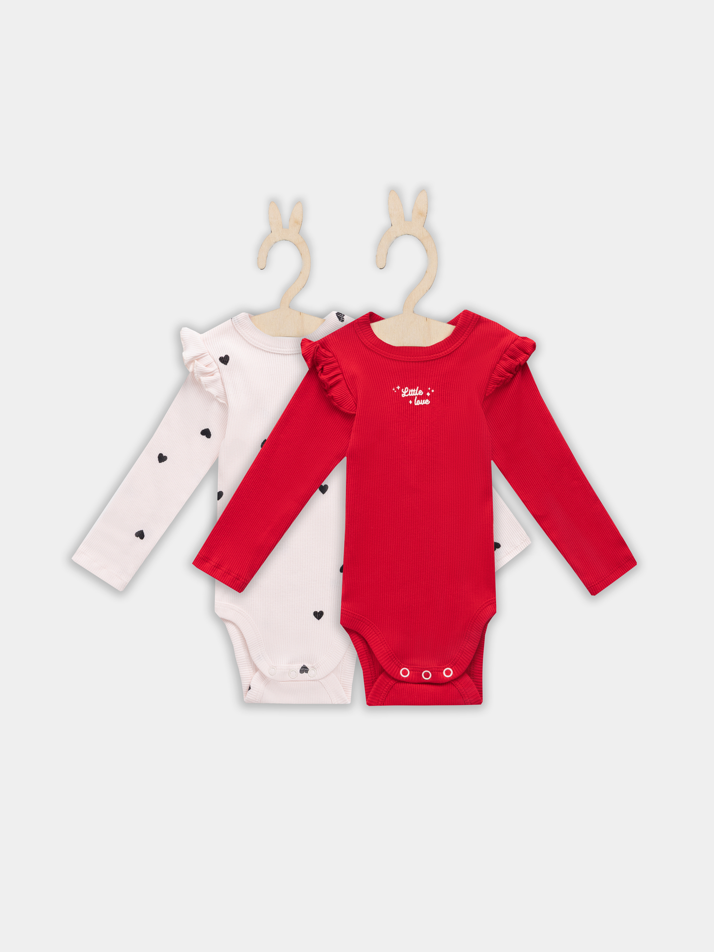 Боди 2 шт Mark Formelle (Марк Формэль) 13017-2/красный +сердца на св.розовом - фото 2