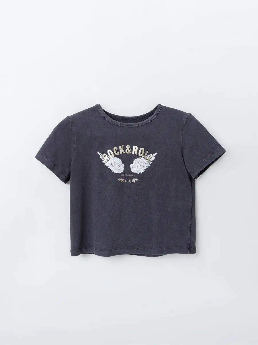 Футболка Mark Formelle (Марк Формэль) 117946/ACID WASH обсидиан +печать - фото 5