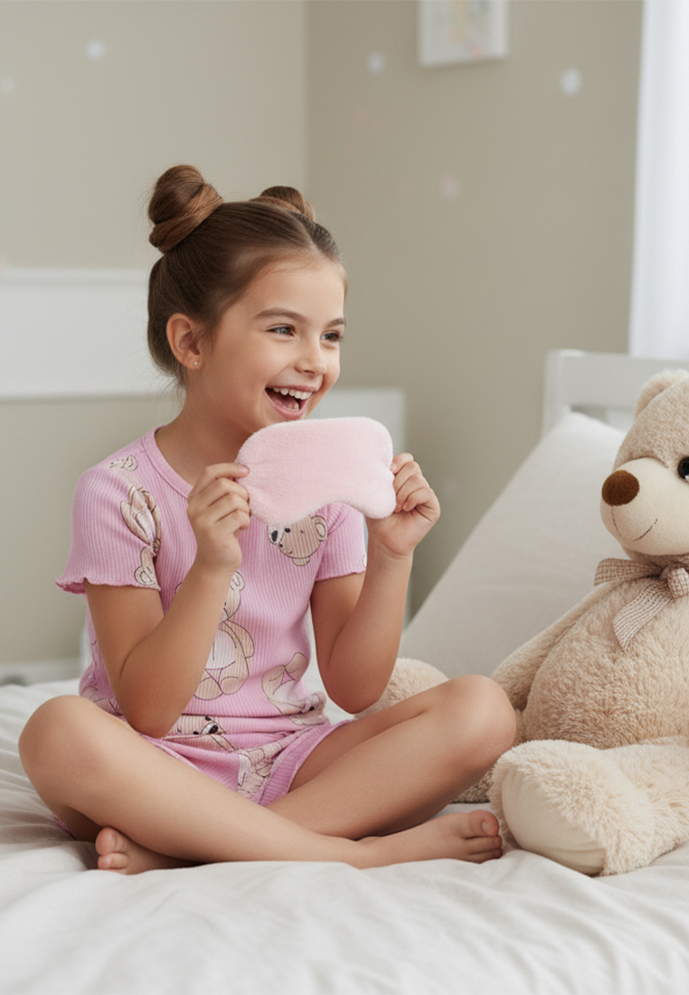 Изображение товара Пижама для девочки YOULALA 116 из хлопка с рибаны и резинкой пояс