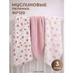 Пелёнка Сонный ежик Муслиновые пеленки муслин 100х130 см 3 шт.