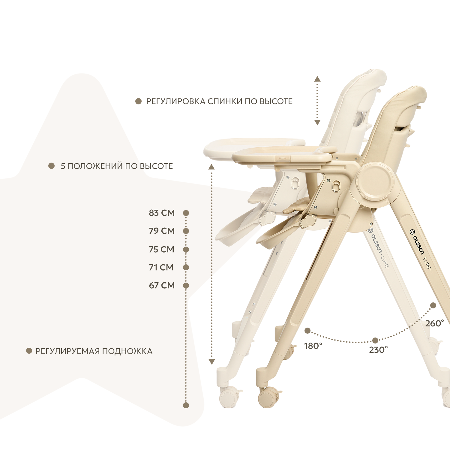 Стульчик для кормления Olsson Lumi бежевый - фото 4