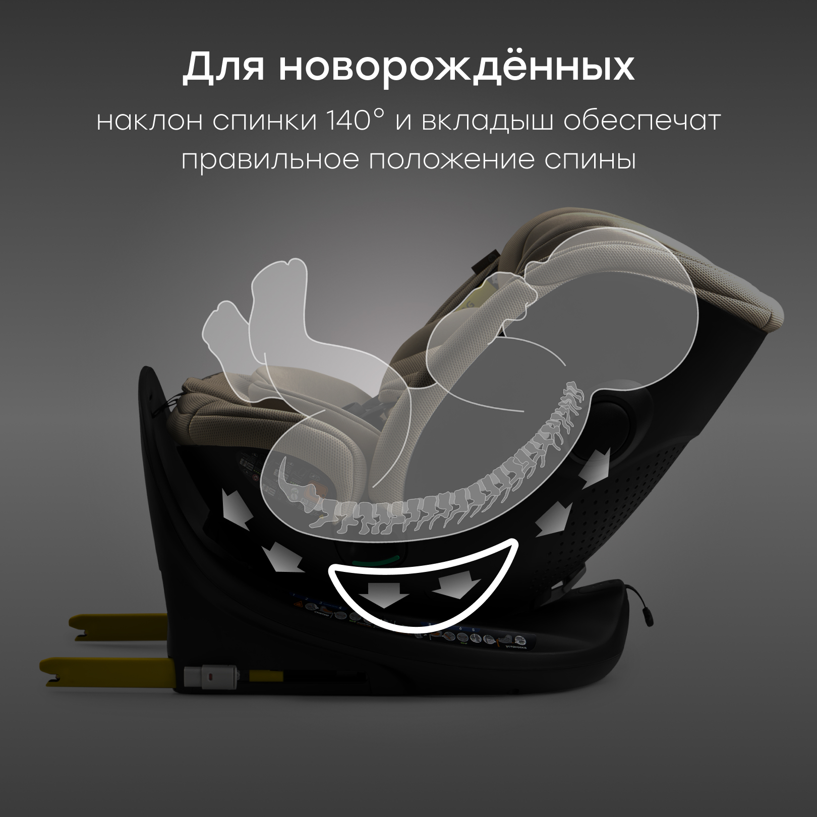 Автокресло Happy Baby Kidster Isofix 0+/1/2/3 (0-36 кг) бежевый - фото 5