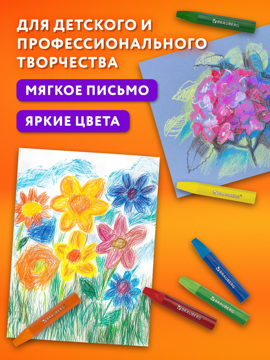 Пастель масляная Brauberg 12 шт. - фото 3