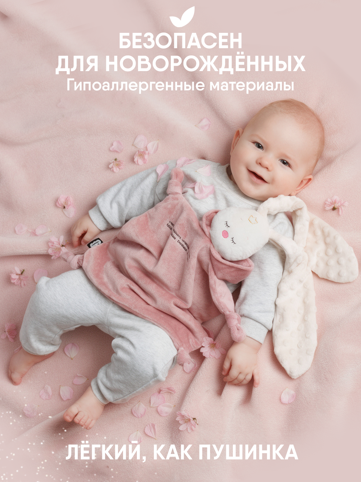 Игрушка комфортер МЯКИШИ мягконабивная Зайка Пудра - фото 4