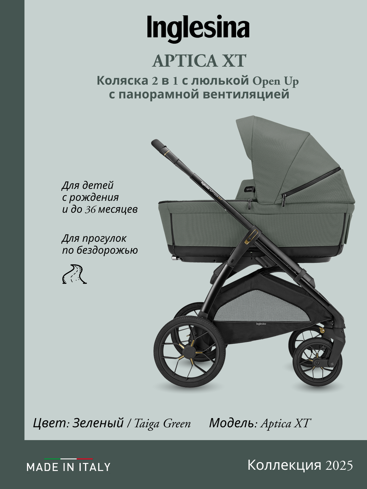 Коляска 2в1 Inglesina зеленый - фото 1