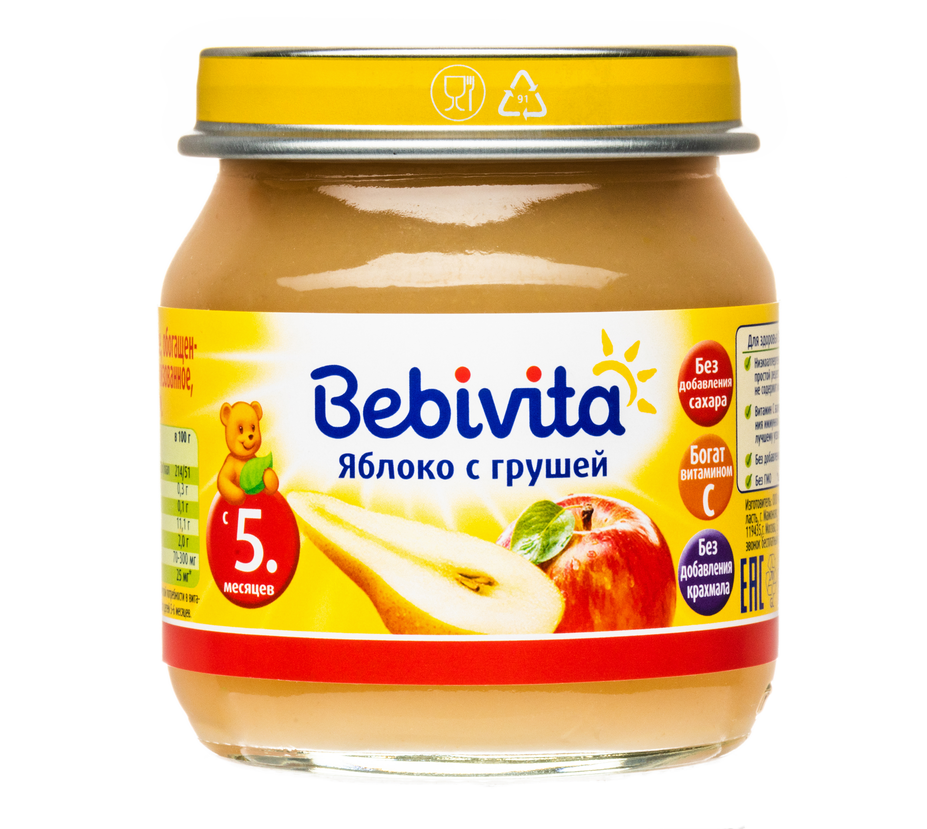 Пюре Bebivita Яблоко-Груша с 5 мес 100 г - фото 5