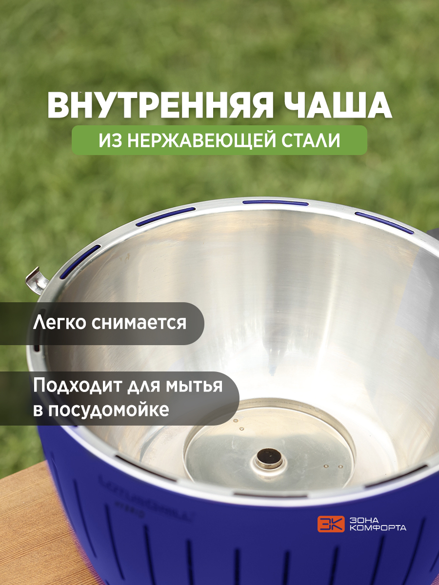 Гриль LotusGrill Classic Hybrid 34 см темно-синий - фото 2
