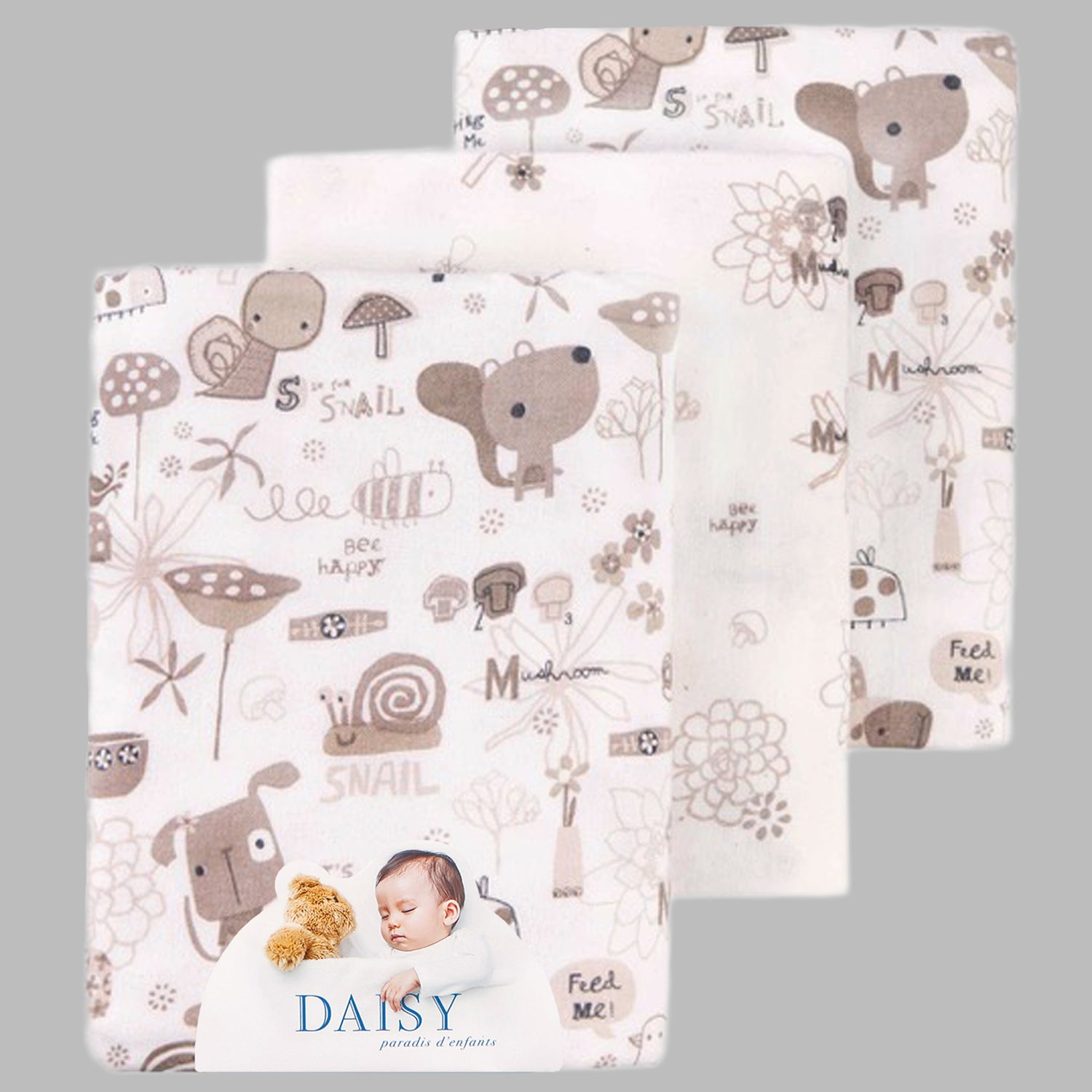 Пелёнка Daisy Улитки фланель 120х120 см 3 шт. - фото 11